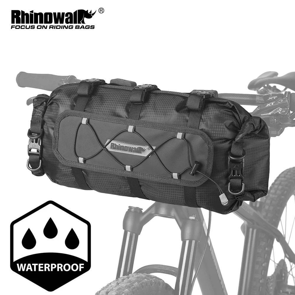 Rhinowalk 자전거 핸들 바 가방, 방수 내부 및 핸들 바 장착 키트 백, 휴대용 사이클링 프론트 튜브 백, 12L